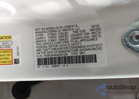 2025 Honda Cr-V Ex Awd из США, поврежденный, VIN 7FARS4H45SE007356